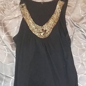 Black Bling Beaded gently worn top 🔥!